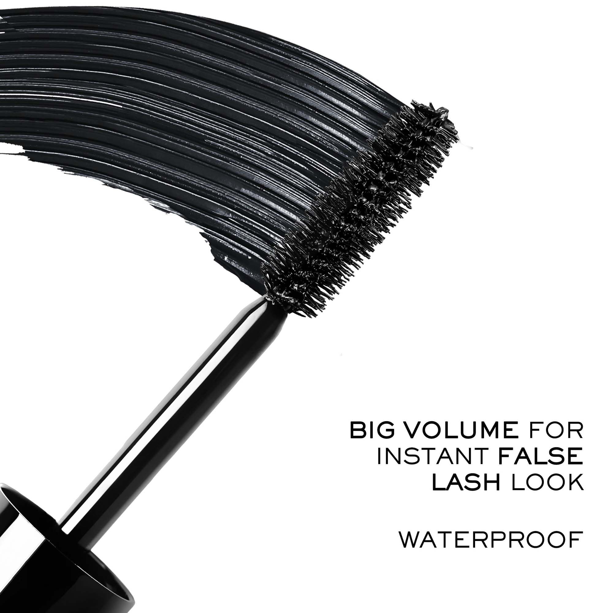 Lancôme Monsieur Big Waterproof mascara on lashes for bold, clump-free volume.