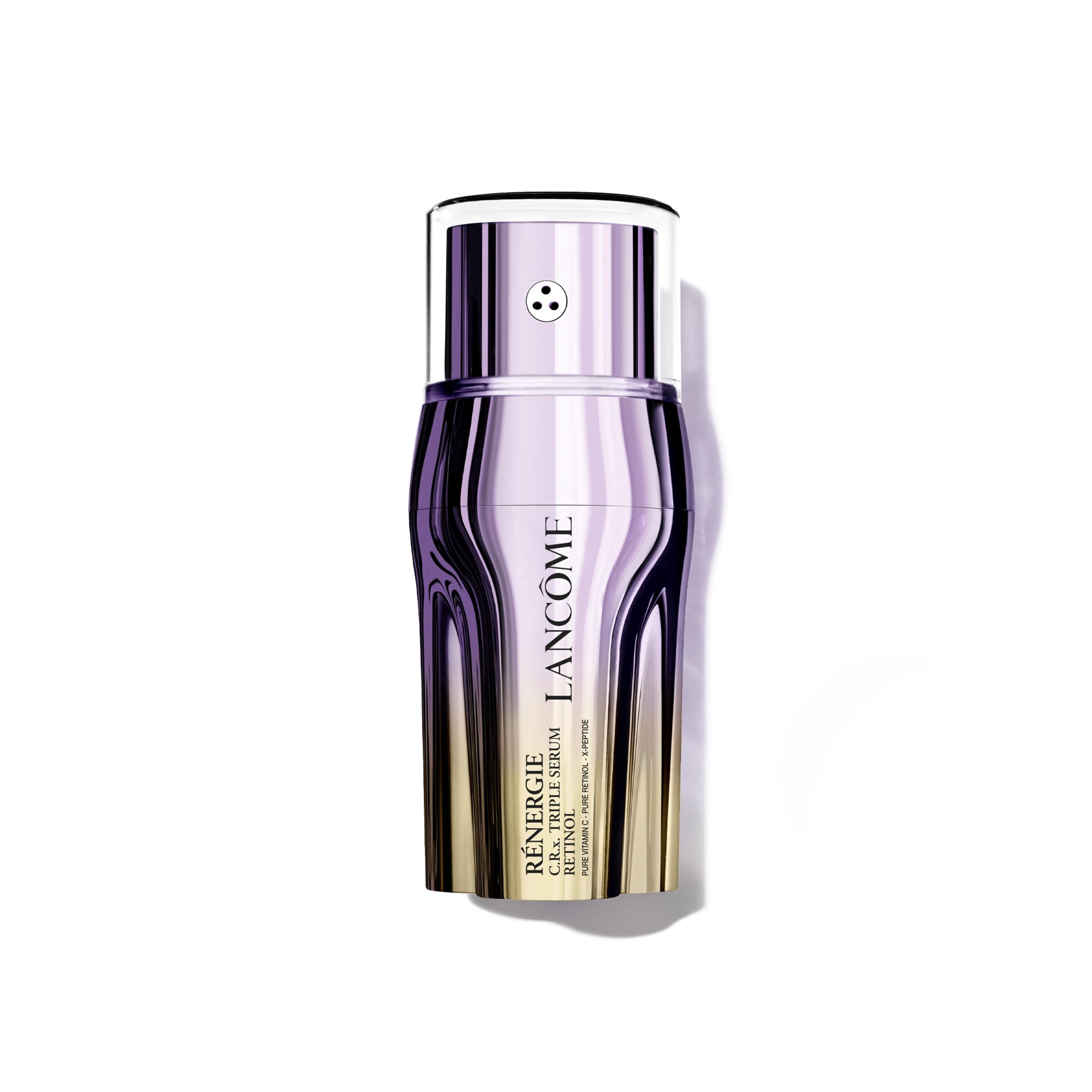 Lancôme Rénergie C.R.x triple serum bottle close-up signaling daily anti-aging routine