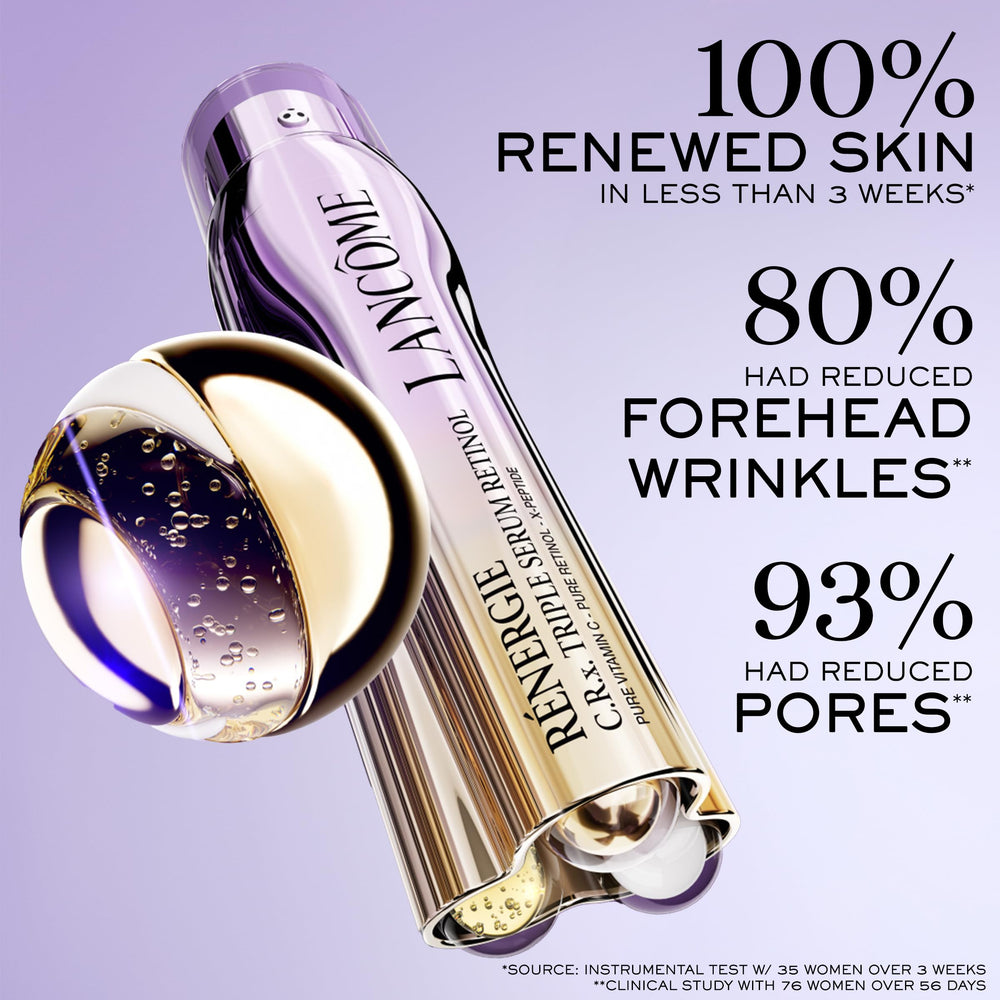 Lancôme Rénergie CRx triple serum pump demonstrates controlled, consistent application.