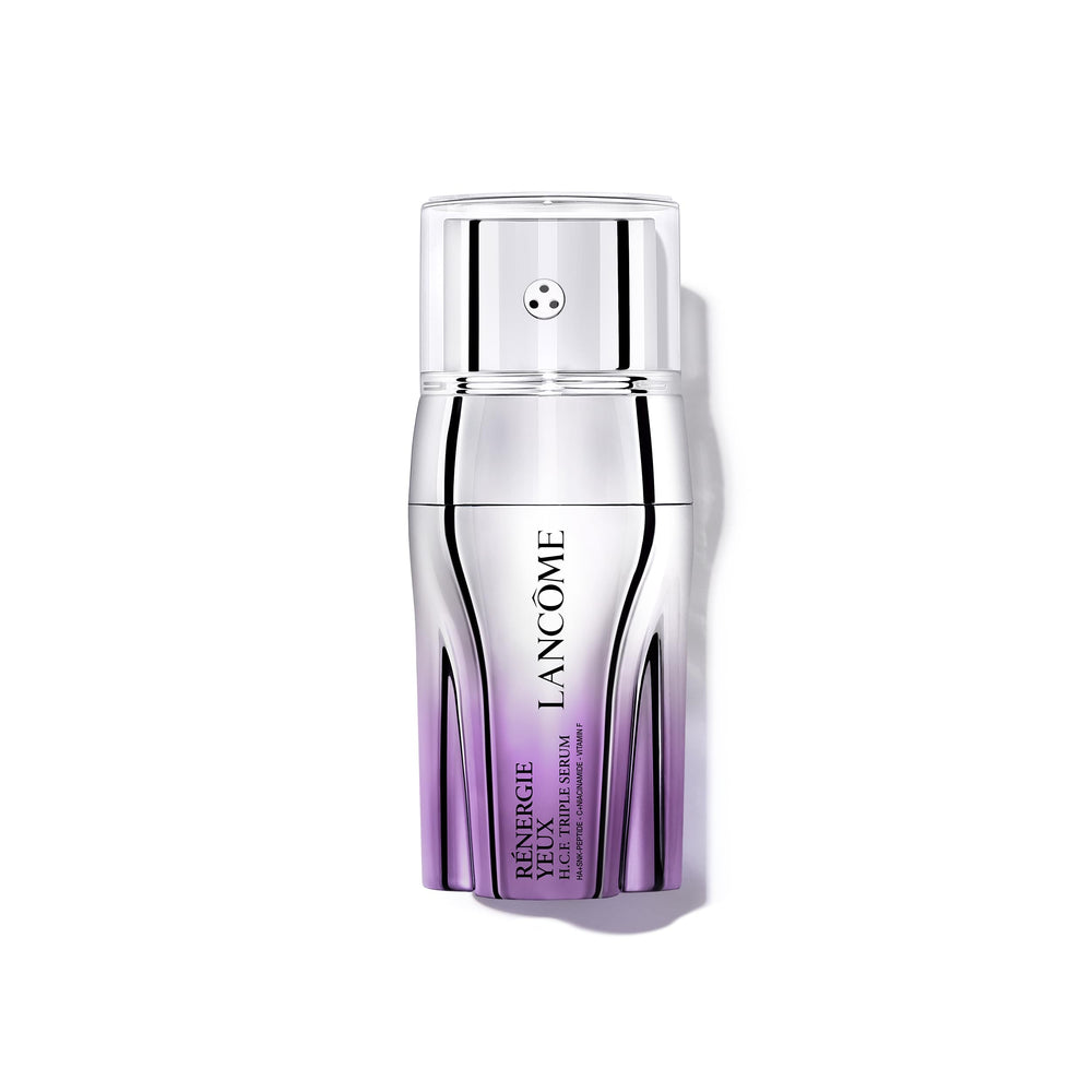 Lancôme Rénergie H.C.F. Triple Serum Eye bottle pump delivering lightweight anti-aging care for lifted eye contour.