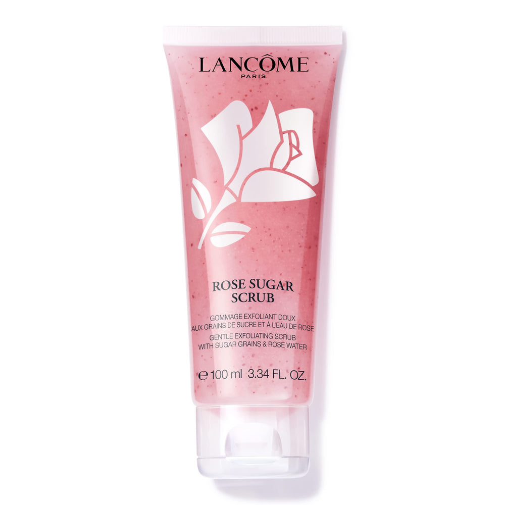 Lancôme Rose Exfoliating Scrub with sugar grains for radiant, even skin.