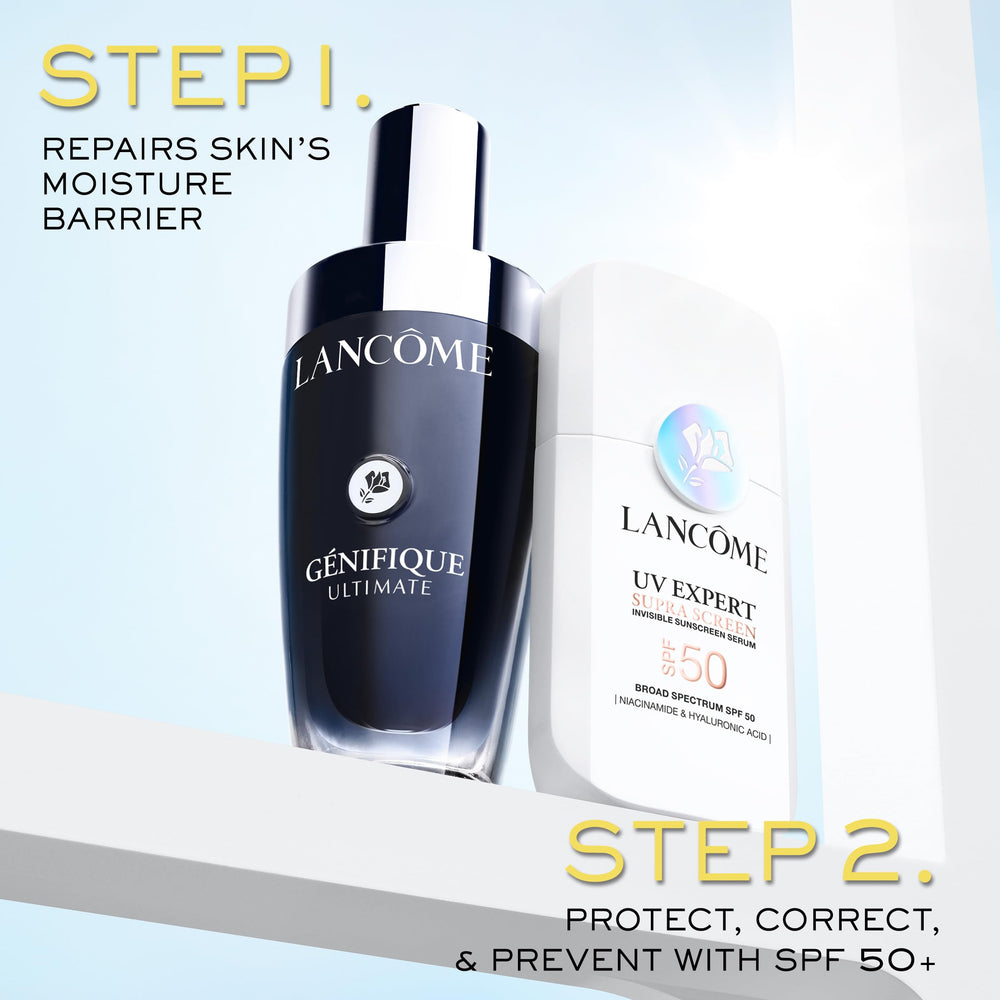 Lancôme Supra Screen SPF50 closeup of active ingredients including niacinamide