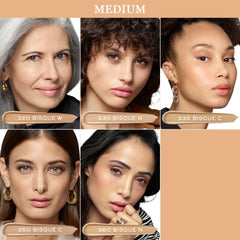 Lancôme Teint Idole shade 410 Bisque Warm swatch for precise color match and coverage