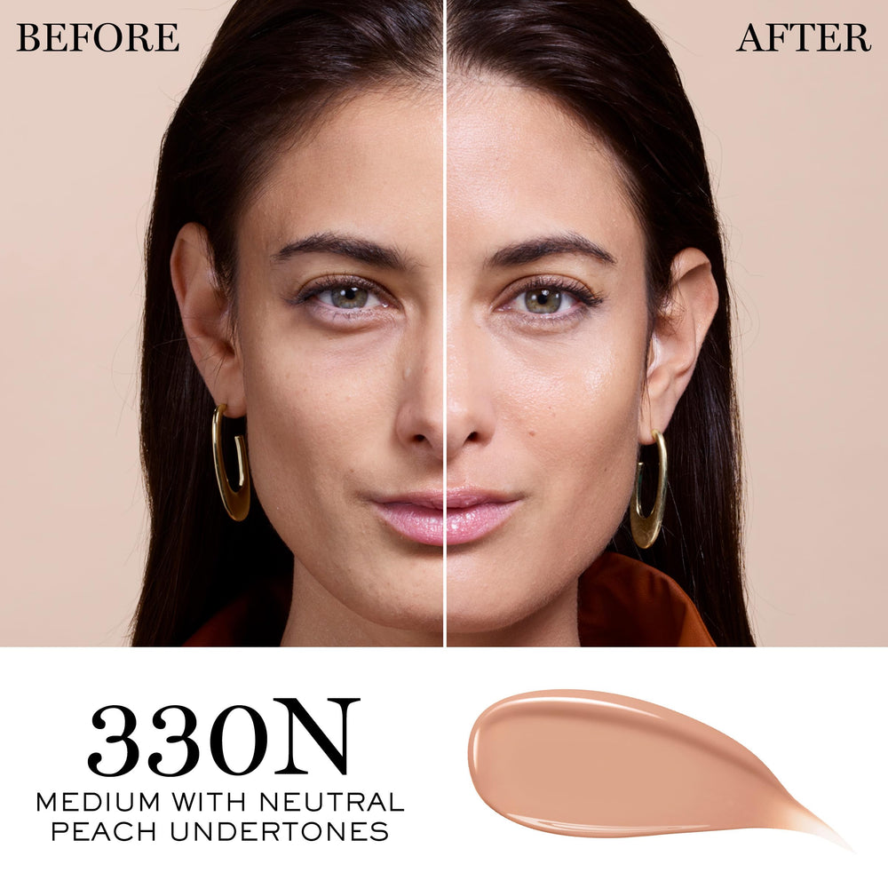 Lancôme Teint Idole Ultra Wear swatches demonstrate buildable coverage.