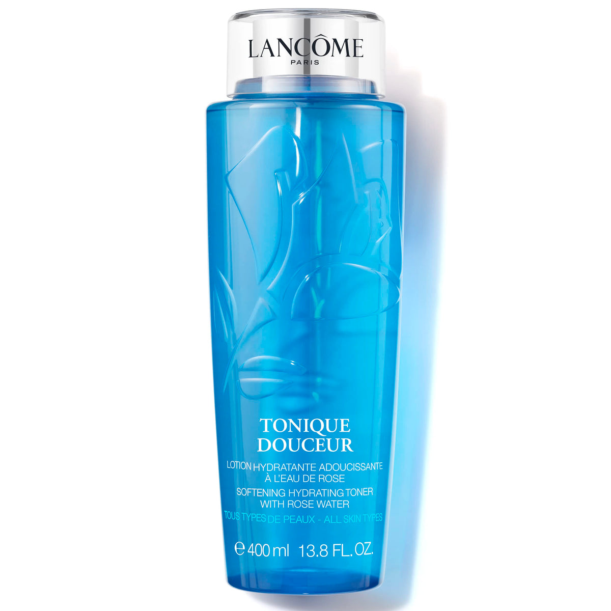 Lancôme Tonique Douceur bottle close-up for soothing hydration.
