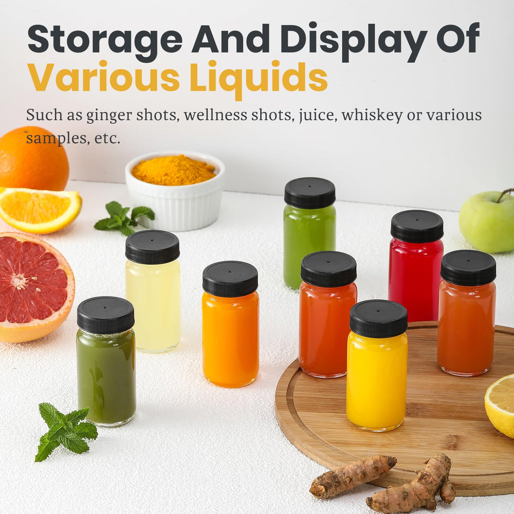 LANDNEOO dishwasher-safe glass mini-bottles ready for reuse and easy cleanup.