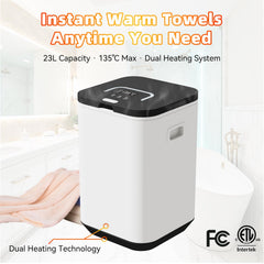 LANDNOR Towel Warmer Bucket rapid-heat demonstrates towels warming in under a minute.
