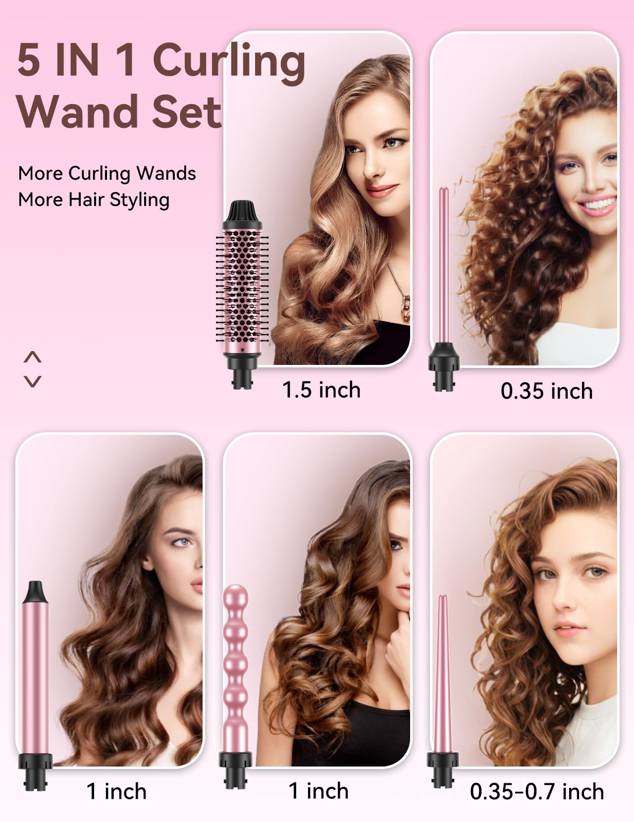 LANDOT 5-in-1 curling wand 32mm wand creating soft, beachy waves with ease.