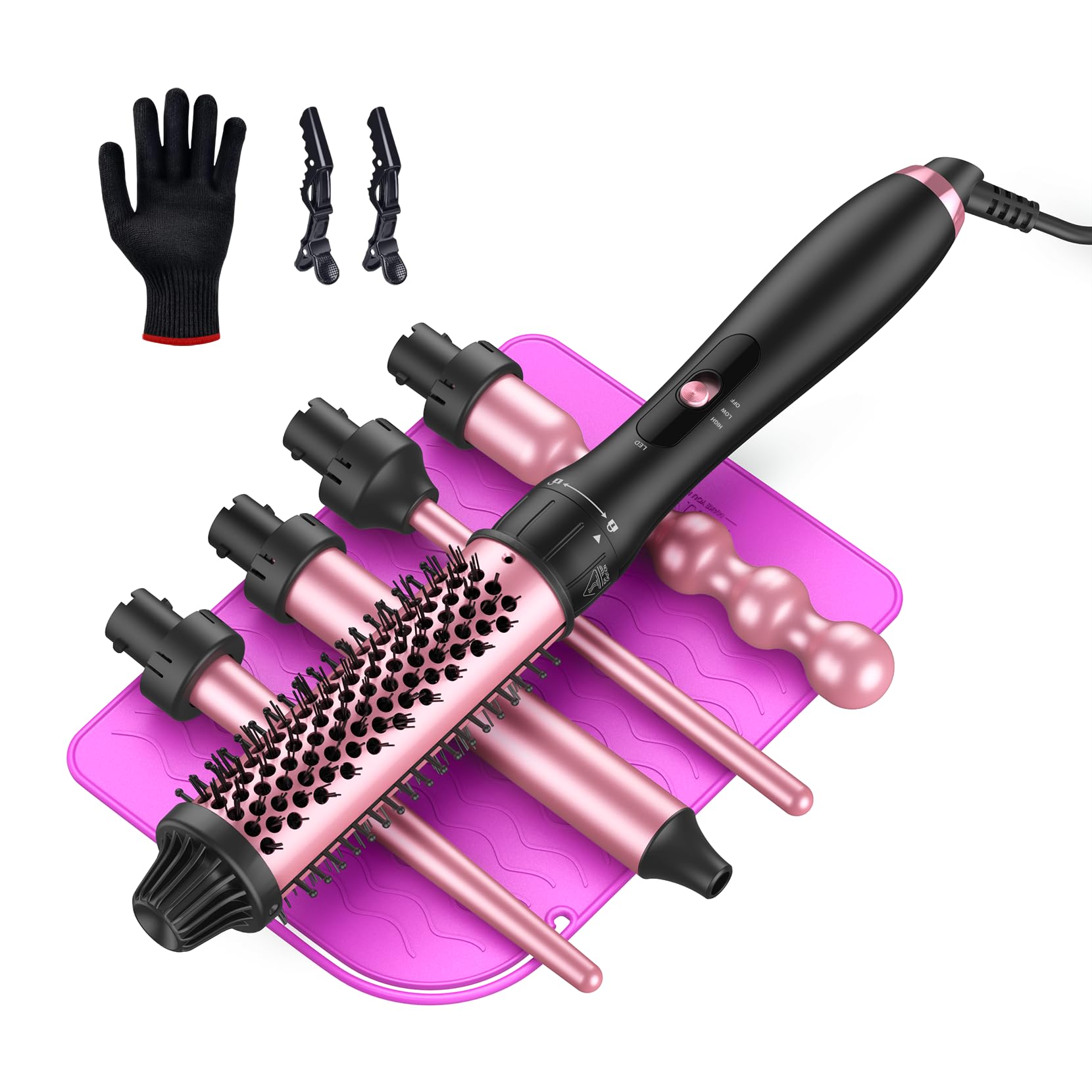LANDOT 5-in-1 curling wand global voltage for travel styling.