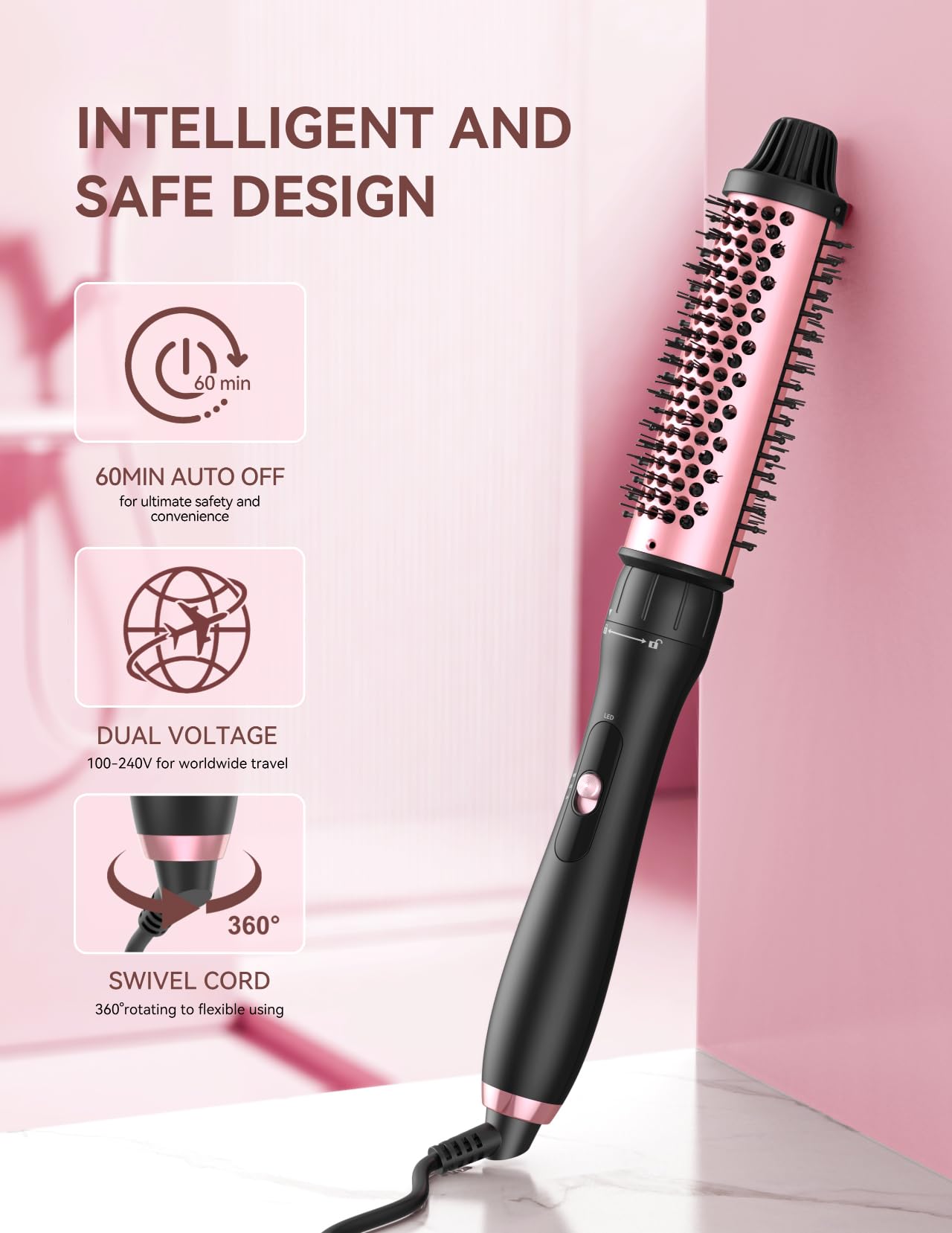 LANDOT 5-in-1 curling wand universal voltage for travel styling.