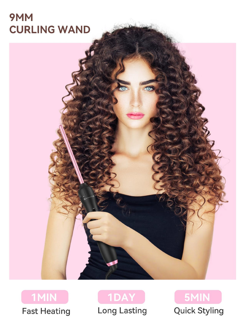 LANDOT 5-in-1 curling wand storage case keeps attachments organized.