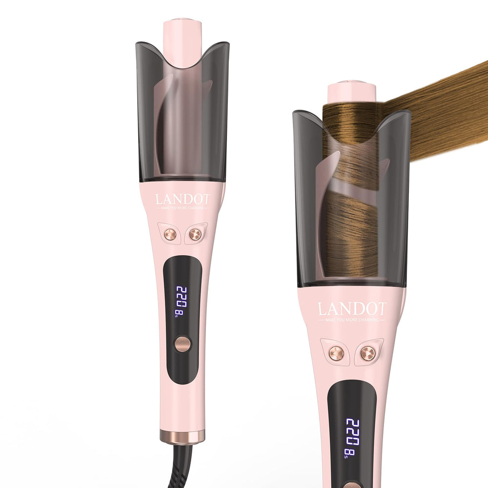 LANDOT automatic curling iron 1-inch setup shows beginner-friendly operation for salon-like curls.