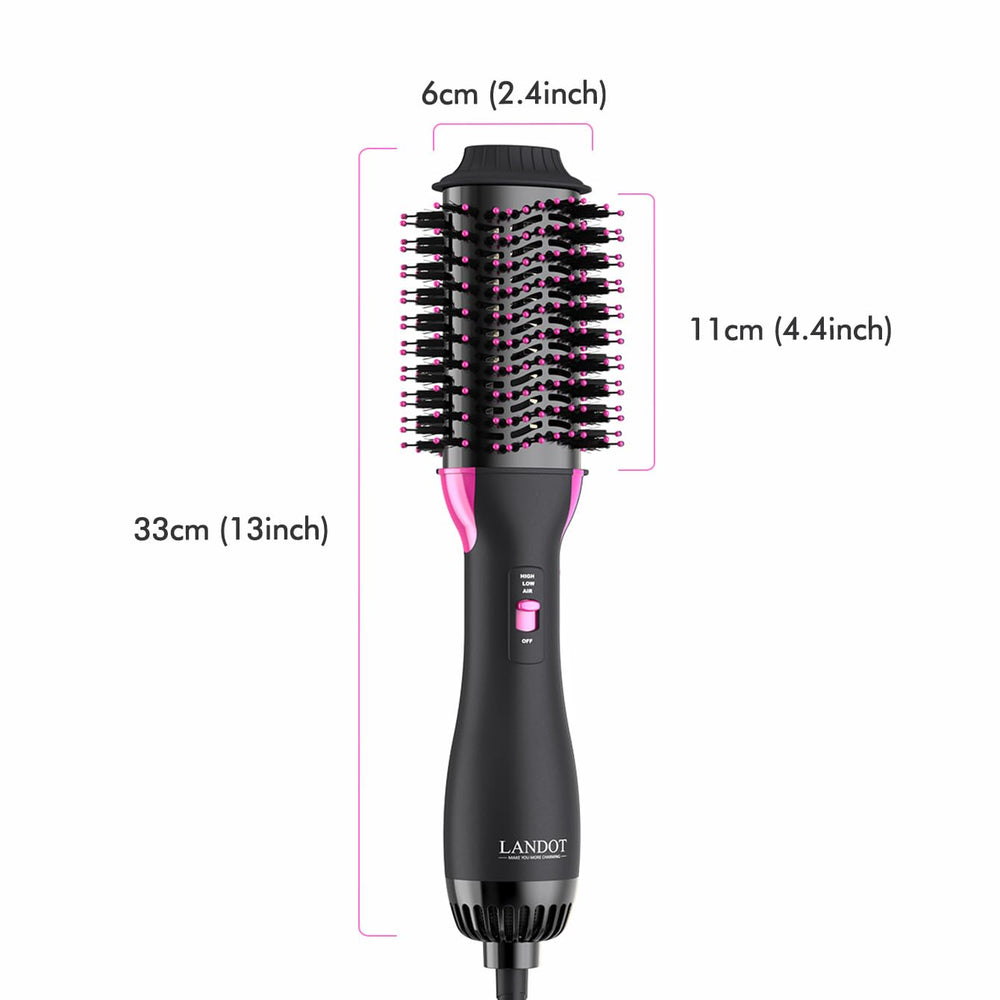 LANDOT hair dryer brush drying-progress scene shows quick-dry capability and volume boost.