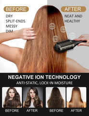 LANDOT negative ionic technology in use helps reduce frizz and boost shine while drying.