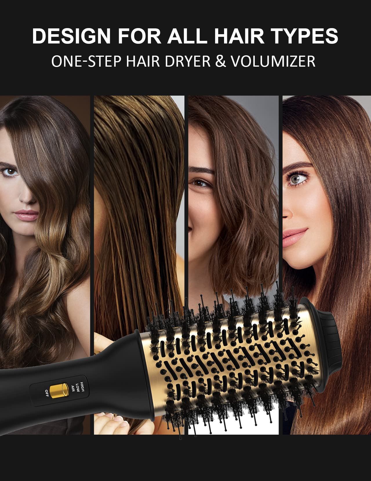 LANDOT 3-in-1 styling features drying, styling, and volumizing for quick look changes.