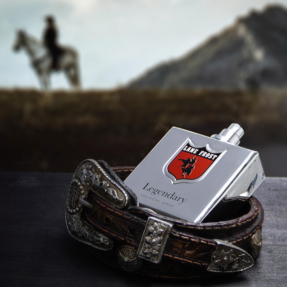 Lane Frost Legendary Chrome spice swirl hints at a bold, modern masculine scent.