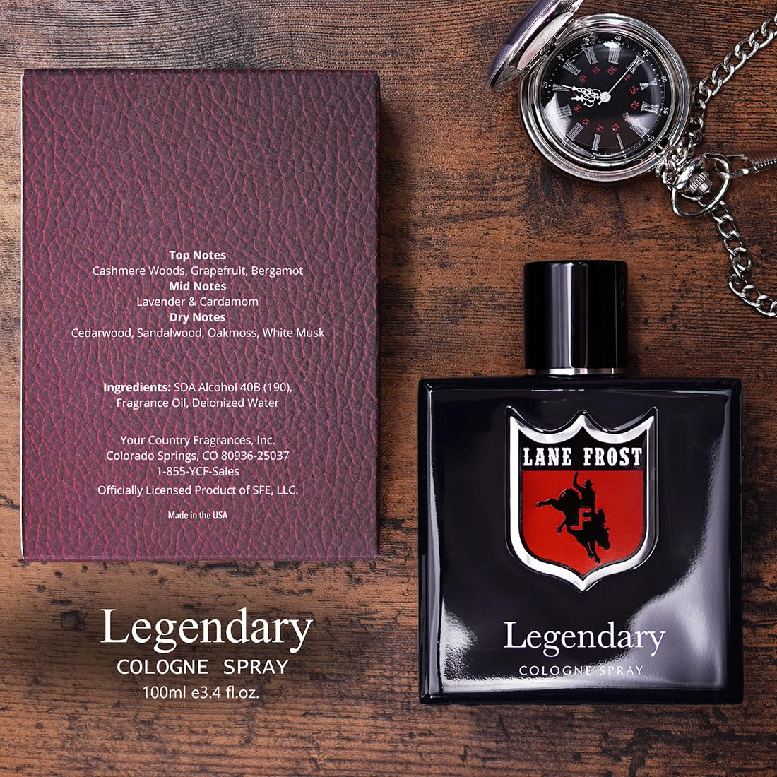 Lane Frost Legendary Cologne citrus top notes provide a fresh, balanced touch