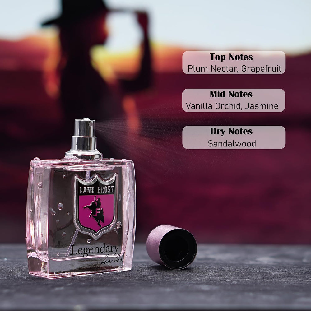 Lane Frost Legendary For Her plum grapefruit notes highlight modern optimism.