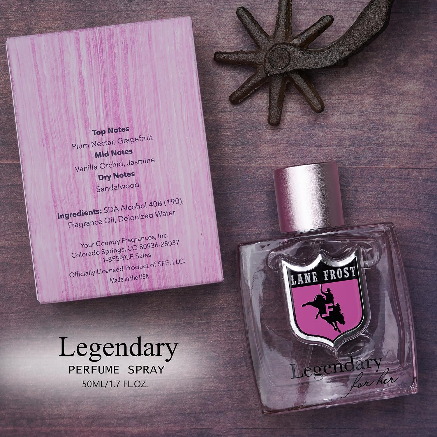 Lane Frost Legendary For Her vanilla orchid musk adds warm longevity for evening moments.