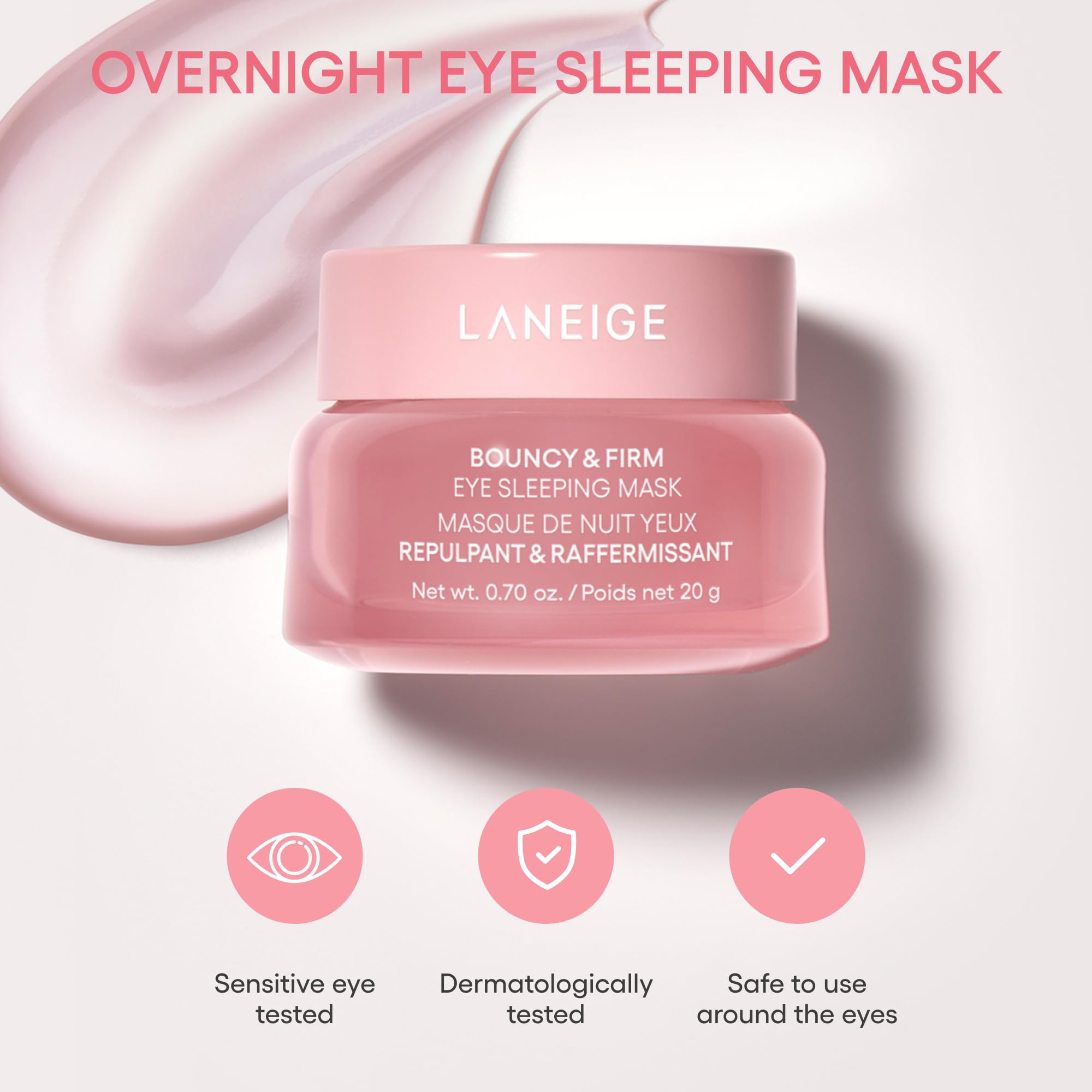 LANEIGE conceptual before and after illustration showing firmer under-eyes