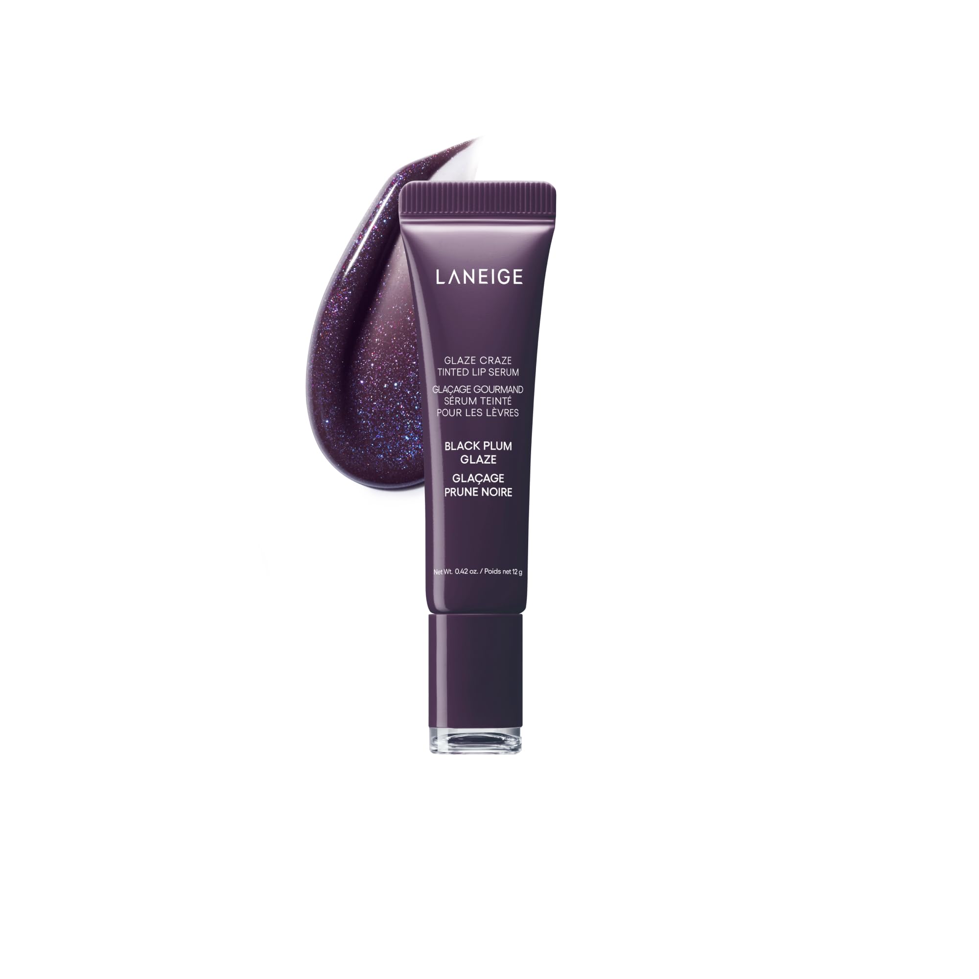 LANEIGE front packaging showing Black Plum Glaze glossy tint, highlighting limited-edition appeal