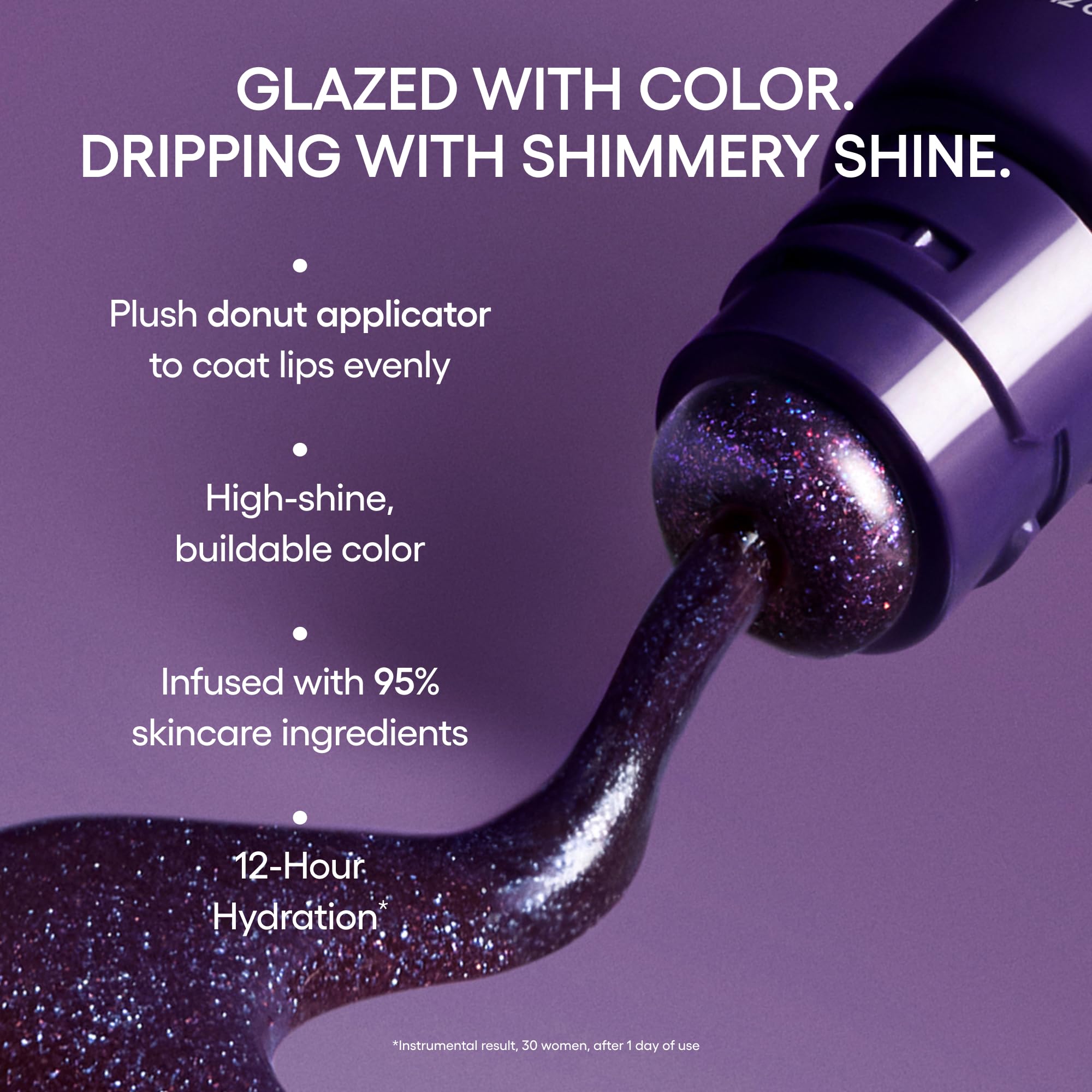 LANEIGE swatches on arm showing Black Plum Glaze sheen and multidimensional shimmer