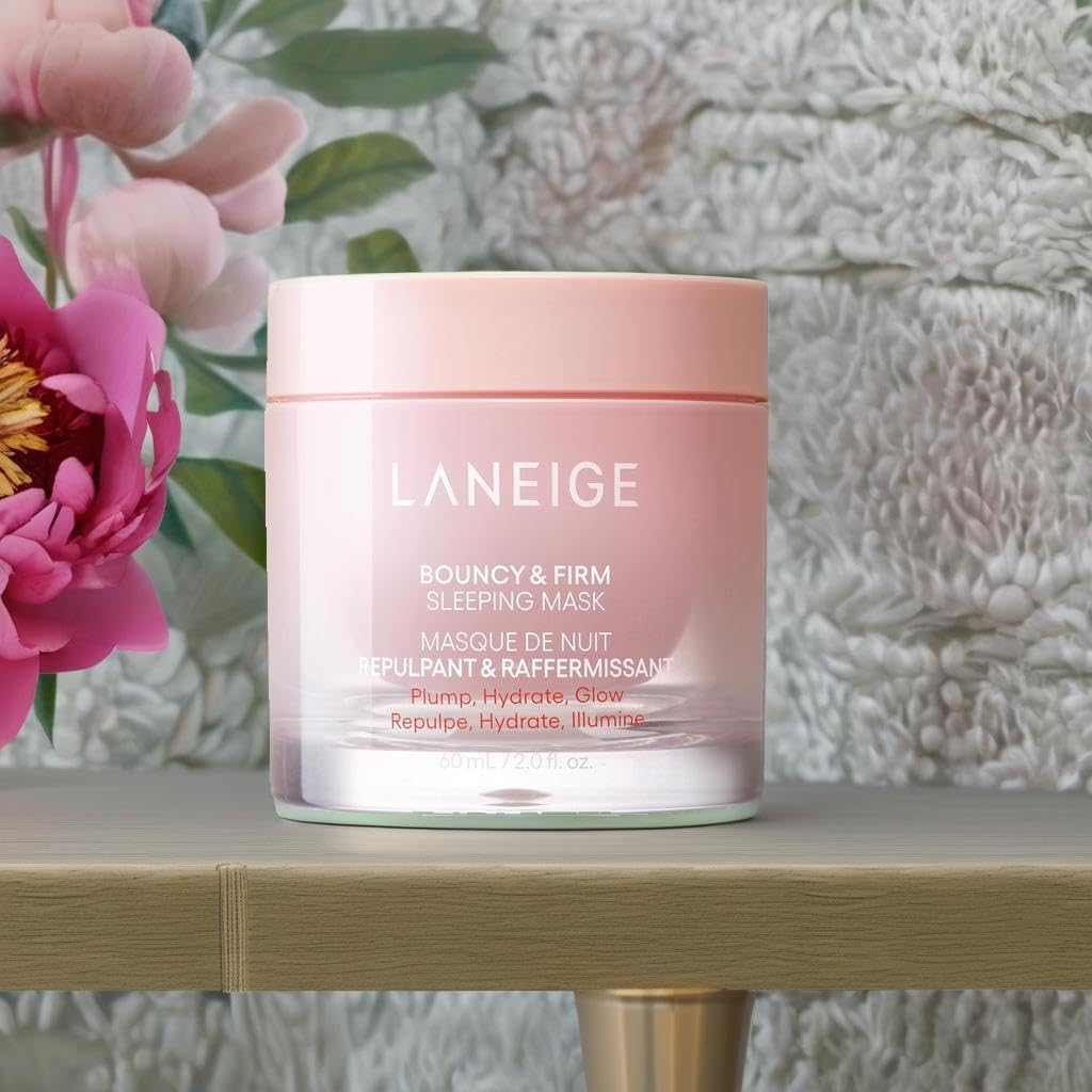 LANEIGE applying mask to cheek to demonstrate overnight treatment benefit