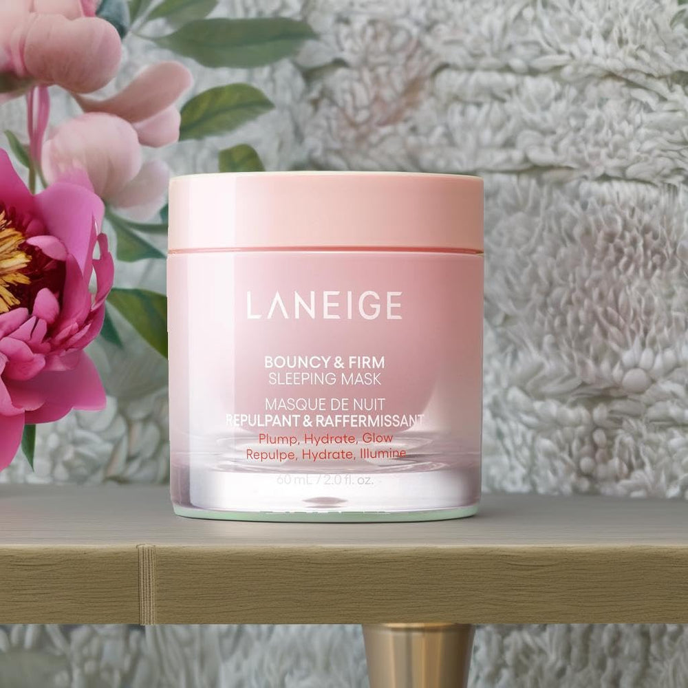 LANEIGE applying mask to cheek to demonstrate overnight treatment benefit