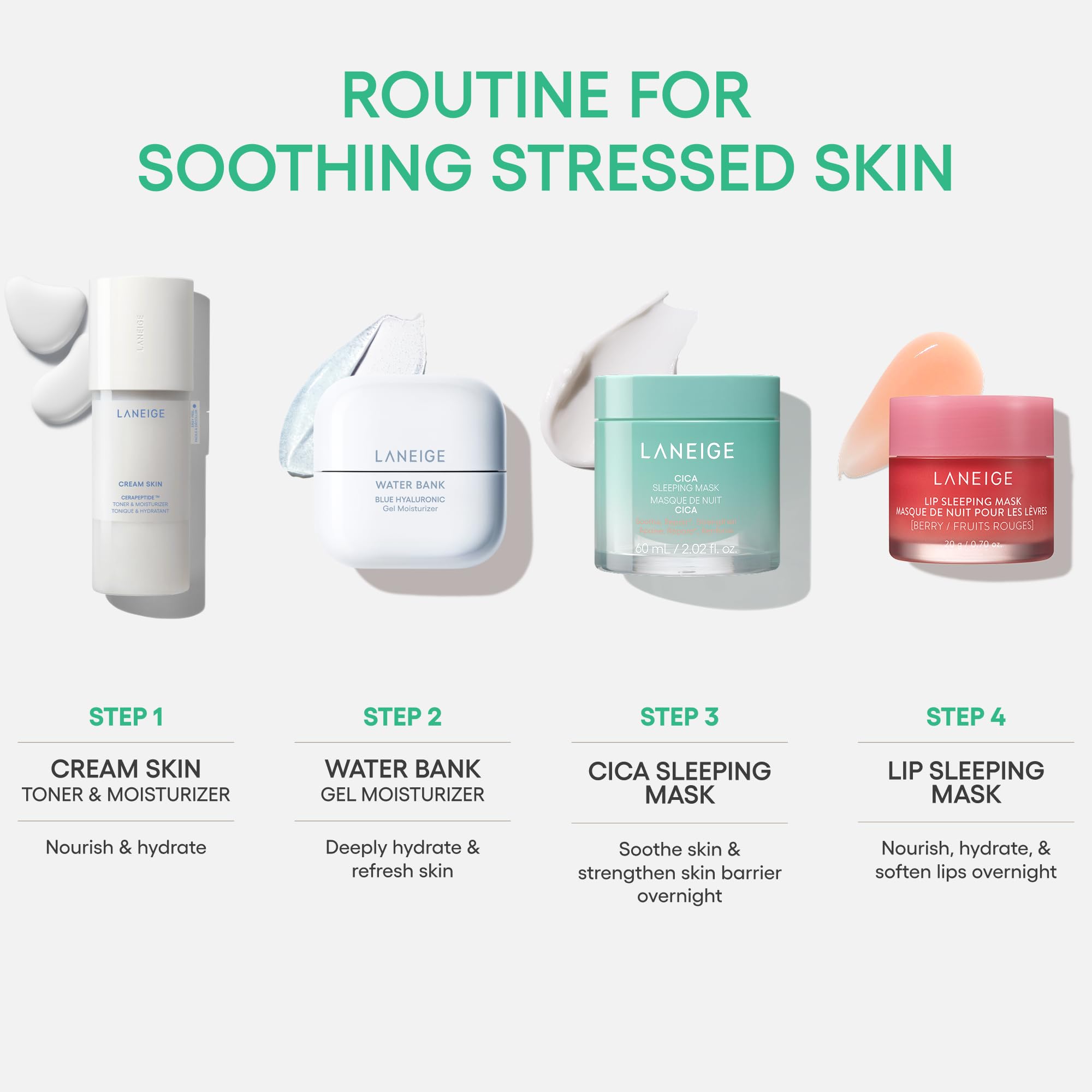 LANEIGE morning skin result showing hydrated, calmer complexion