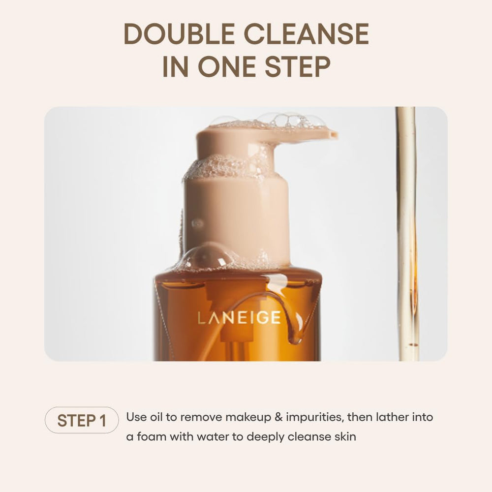 LANEIGE cleanser on hand emulsifying into foam for thorough removal benefit