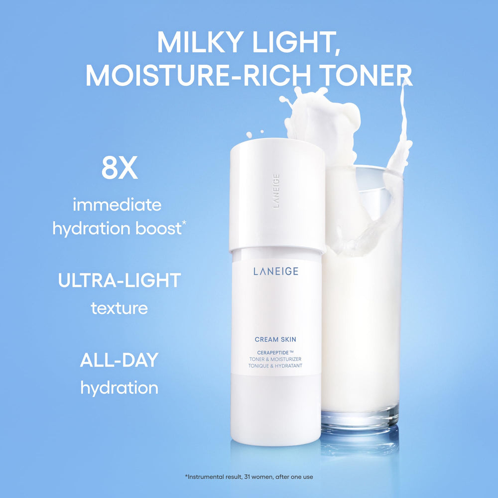 LANEIGE close-up of ingredients jar highlighting ceramide and peptide support