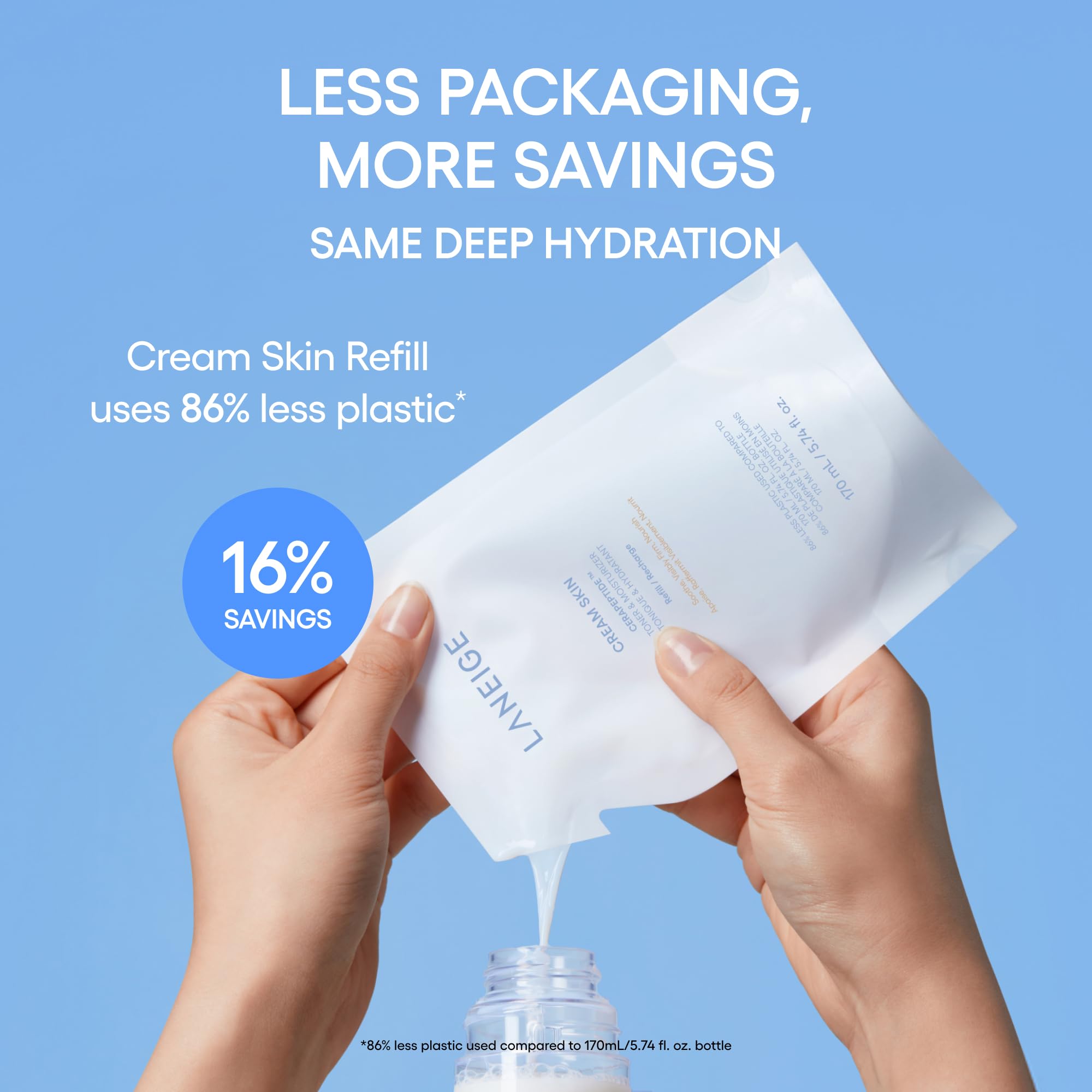 LANEIGE creamy milky texture pouring from bottle for fast absorption