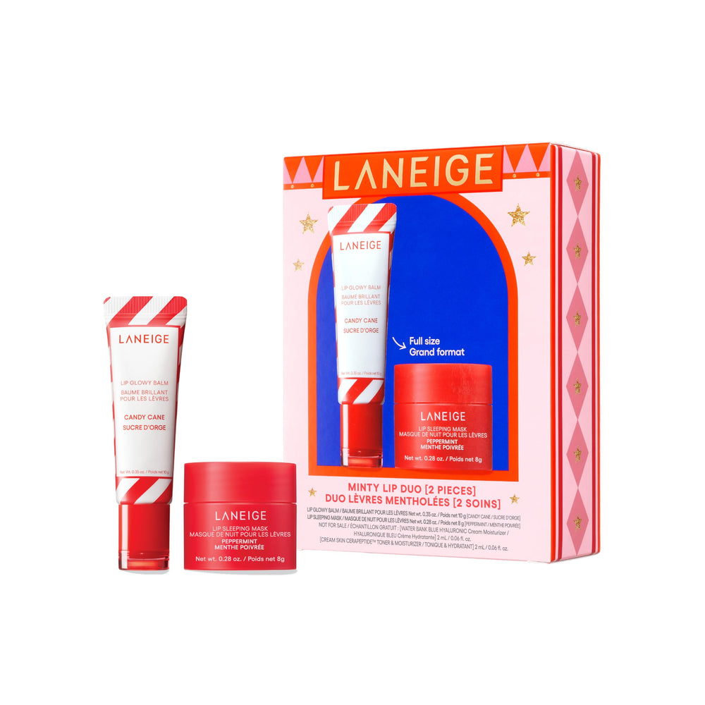 LANEIGE front packaging Minty Lip Duo showing both products and festive box for gifting