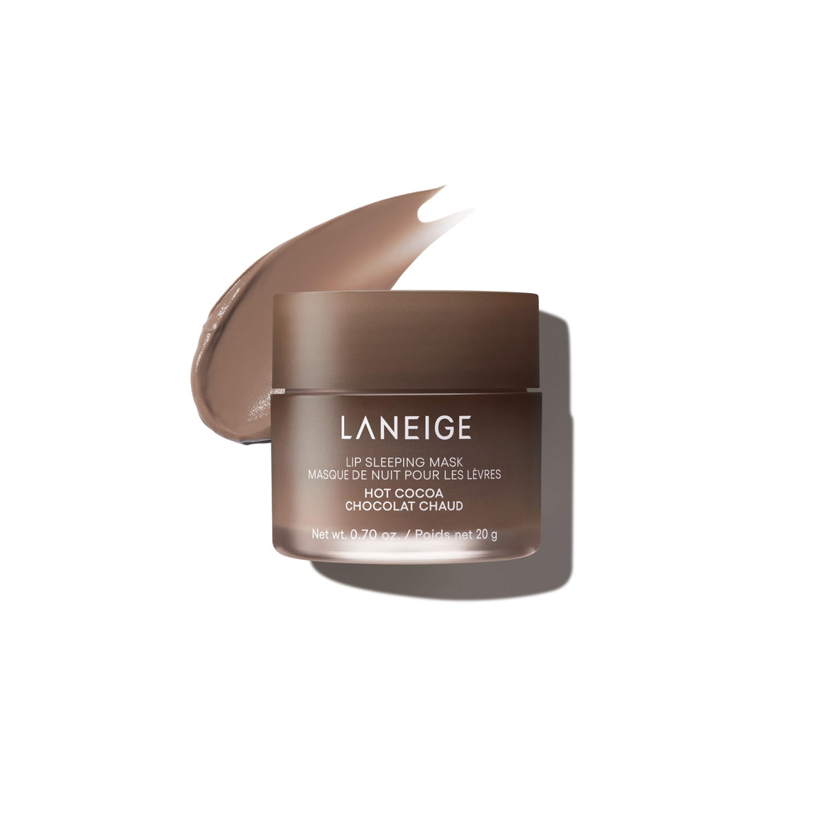 LANEIGE front packaging showing Hot Cocoa jar and benefits