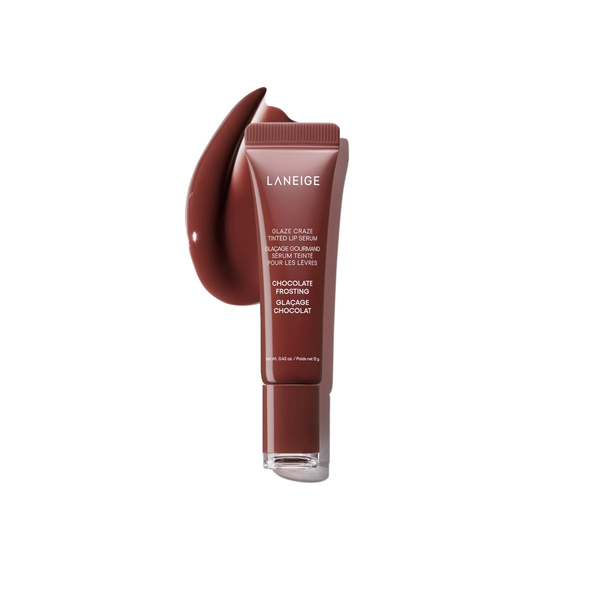 LANEIGE front packaging showing tube and cap with glossy finish benefit