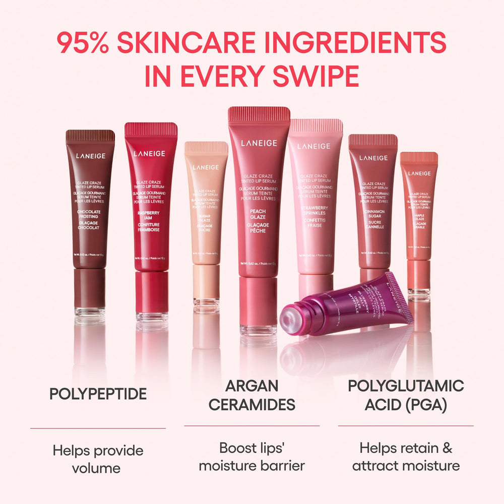 LANEIGE lifestyle bag shot of serum conveying portable gloss and instant hydration