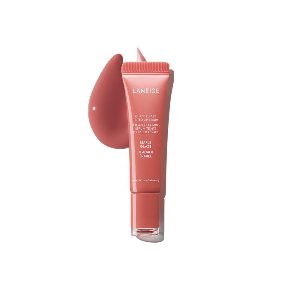 LANEIGE front packaging of Glaze Craze Maple Glaze shows shade and glossy finish