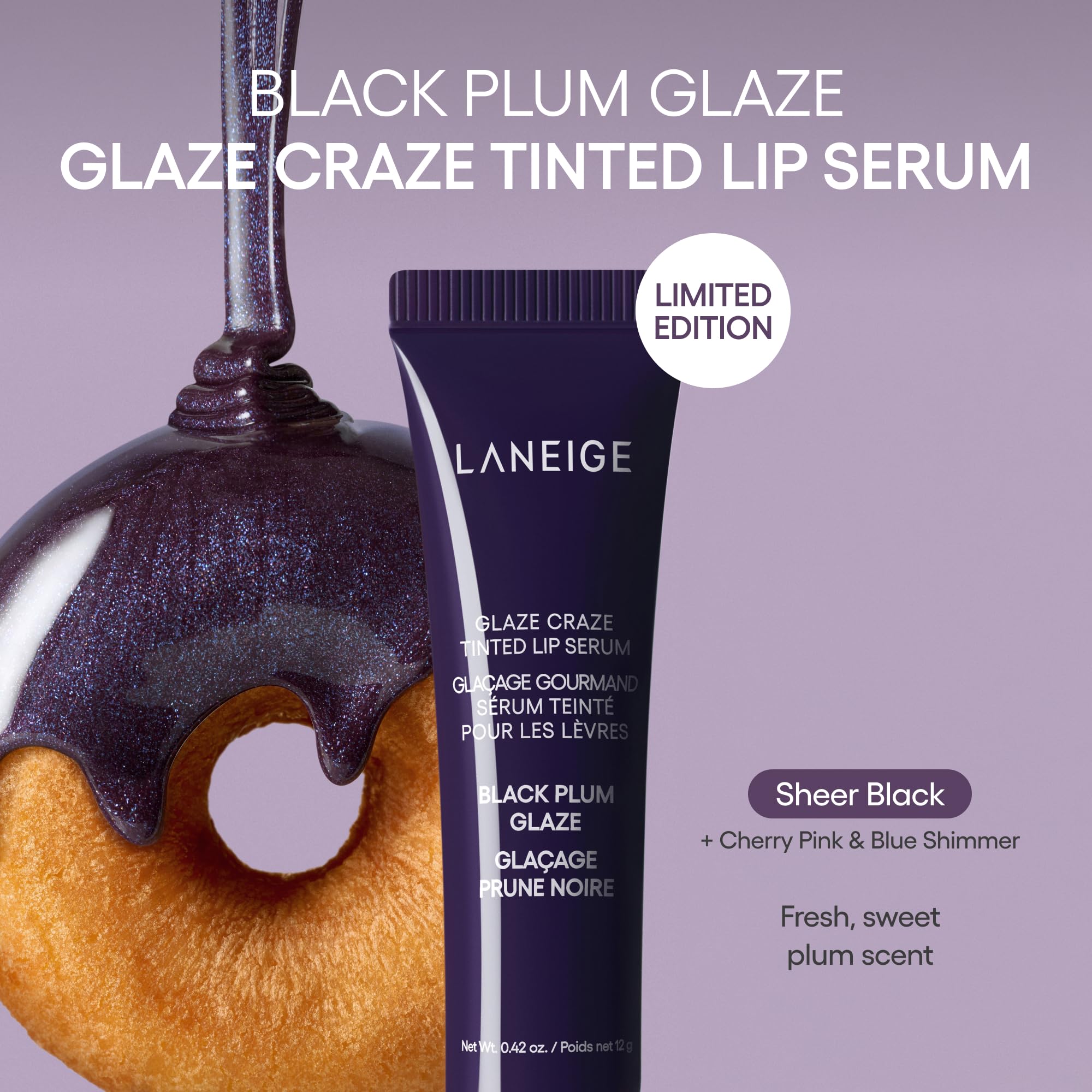 LANEIGE gloss on model in daylight showing glassy finish that brightens lips