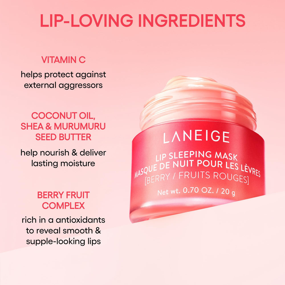 LANEIGE applying mask to lips before bed for restorative hydration benefit