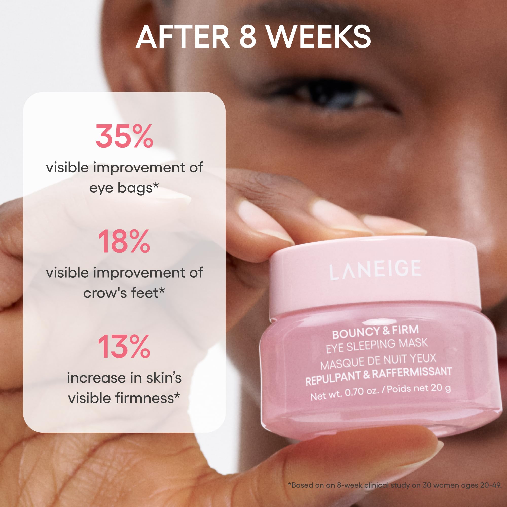 LANEIGE open jar displaying cooling gel formula and whipped texture