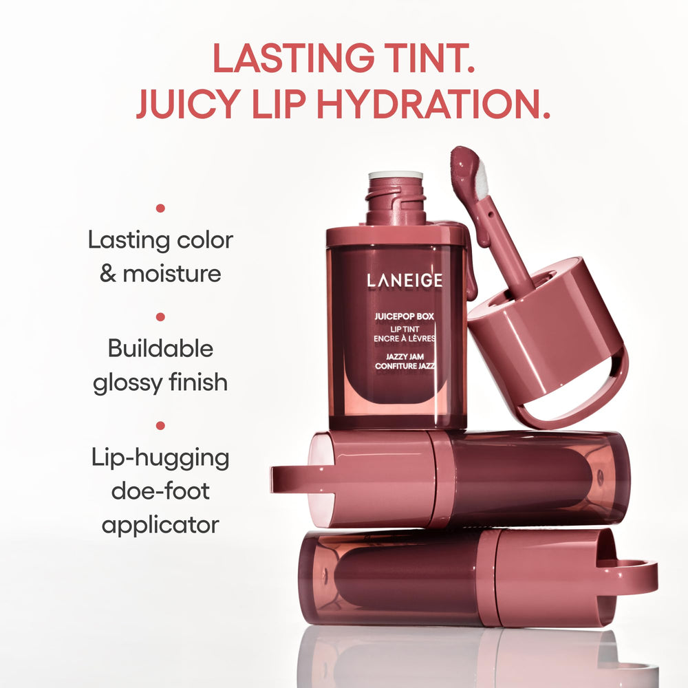LANEIGE swatch of Jazzy Jam texture on skin showing buildable color and hydration