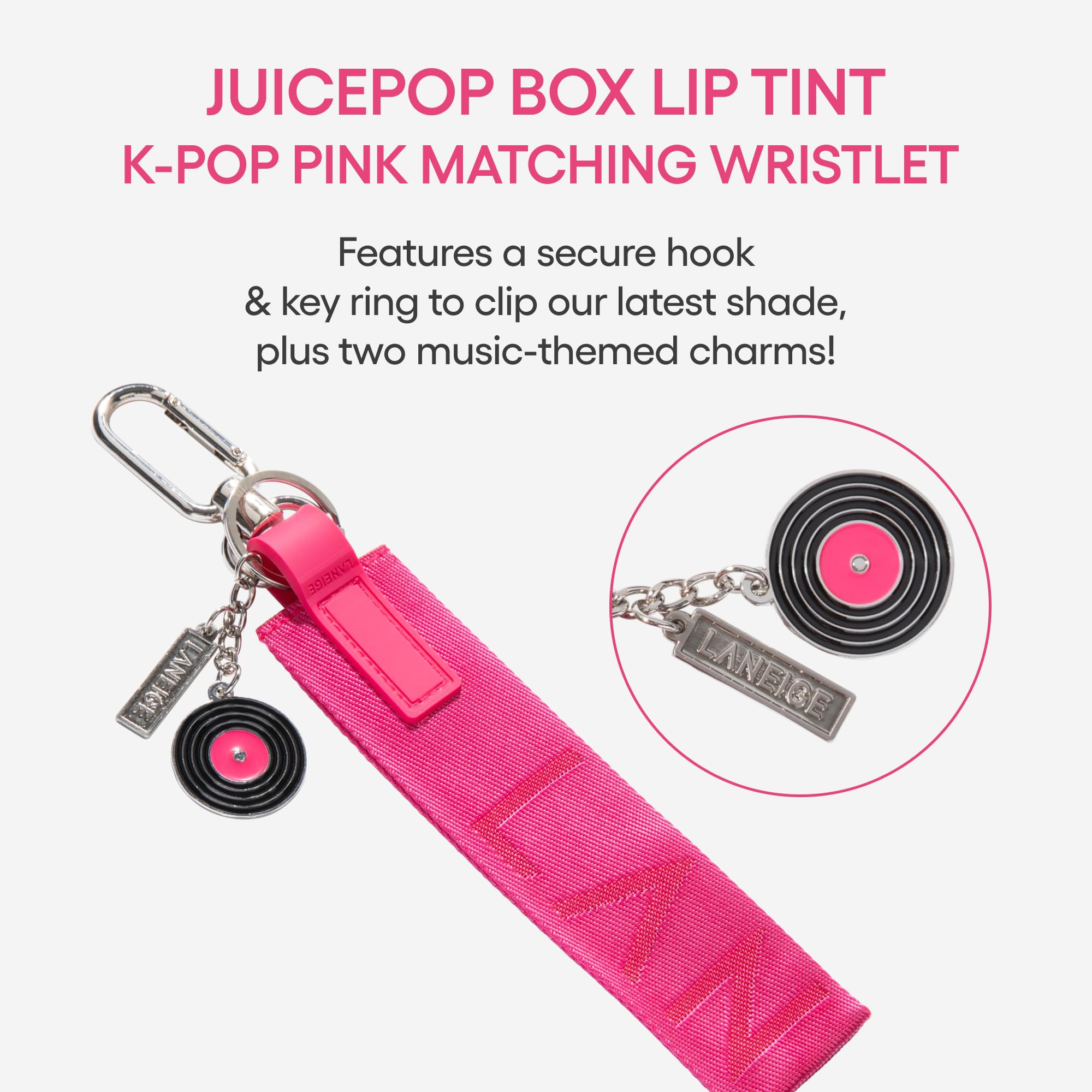 LANEIGE wristlet worn on wrist showing convenient hands-free touch-up access