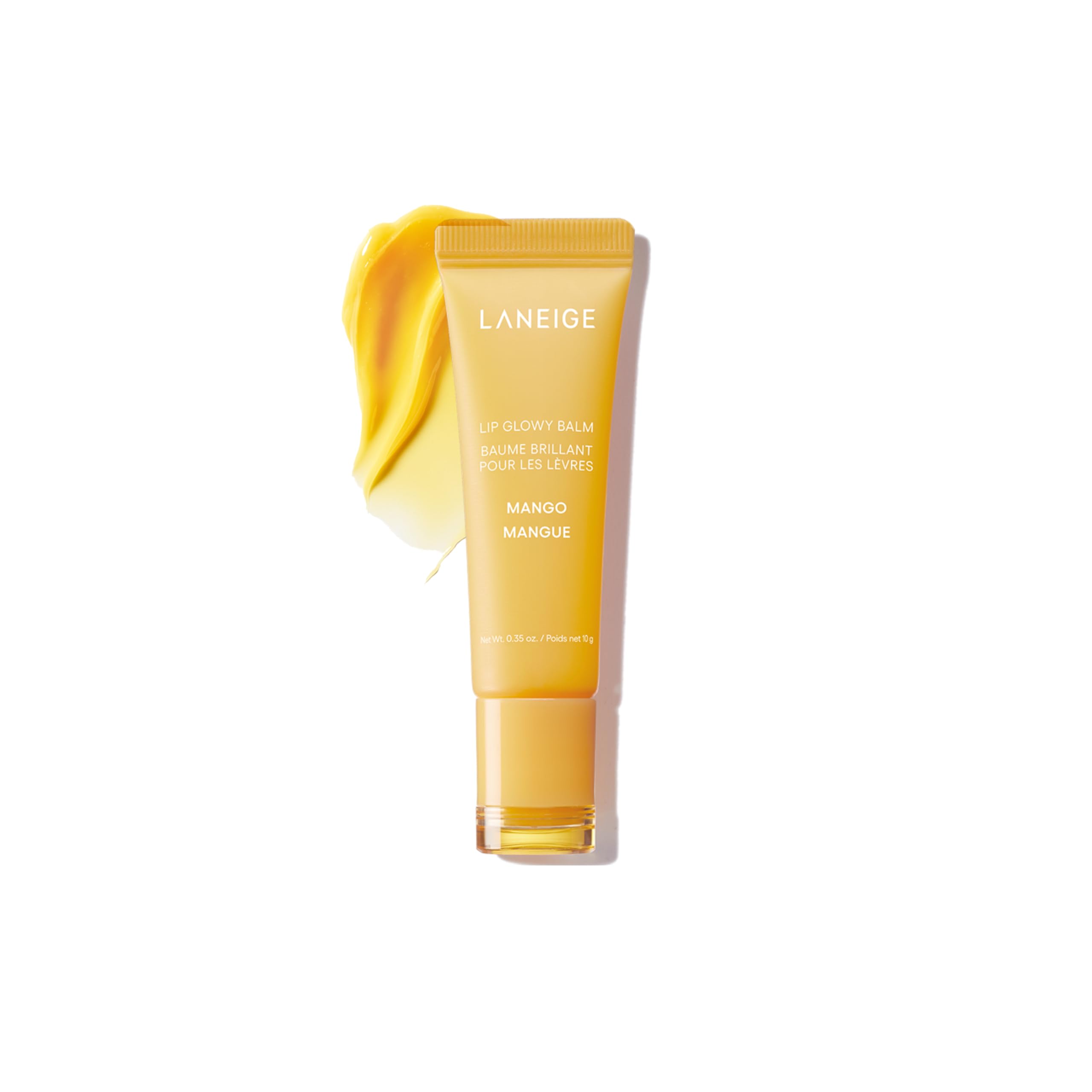 LANEIGE front packaging showing mango tinted balm and compact design for portability