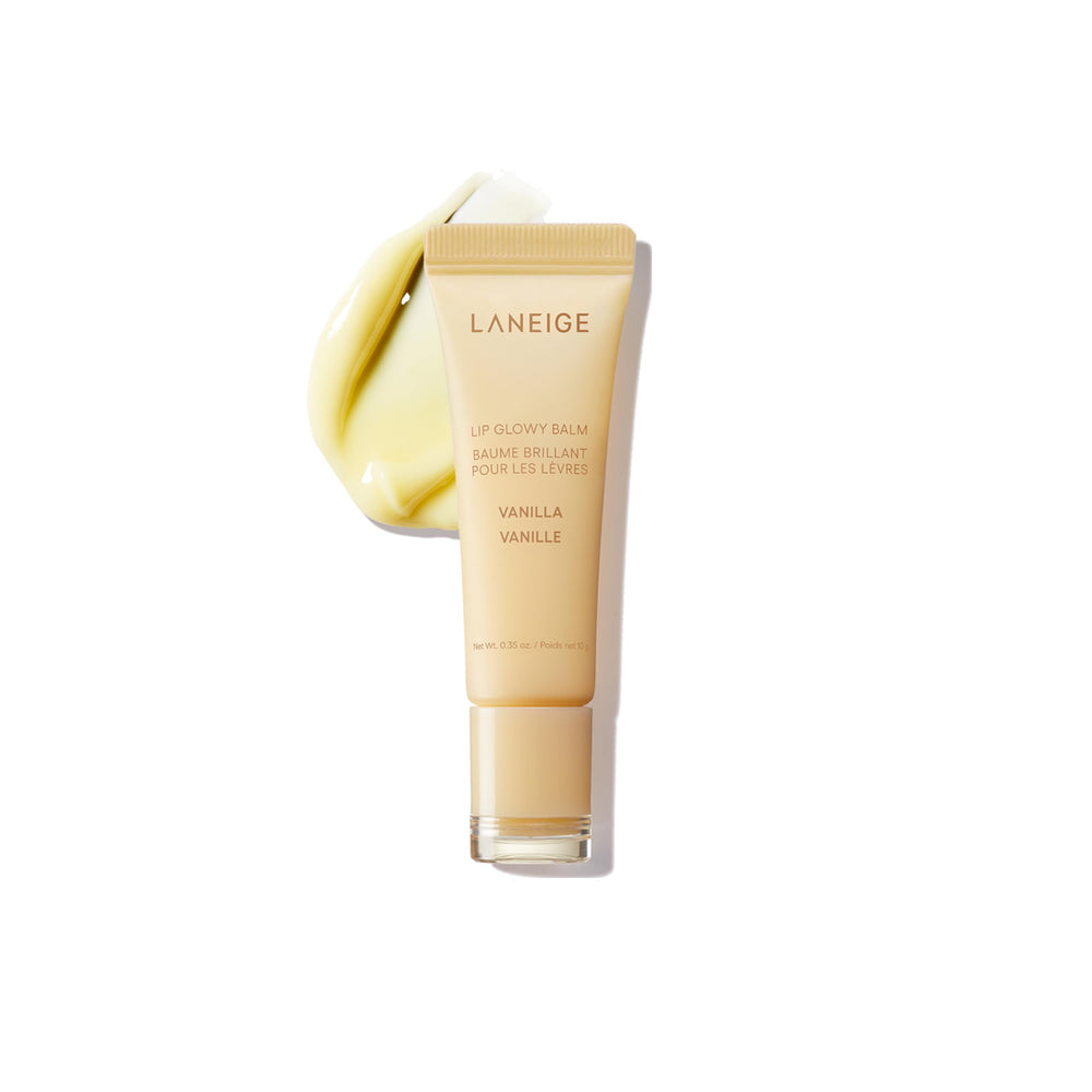LANEIGE front packaging showing Vanilla balm and glossy finish benefit