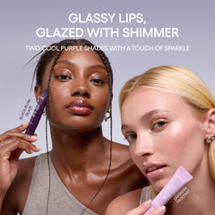 LANEIGE close-up of glossy texture highlighting smooth serum finish and moisturizing look on lips