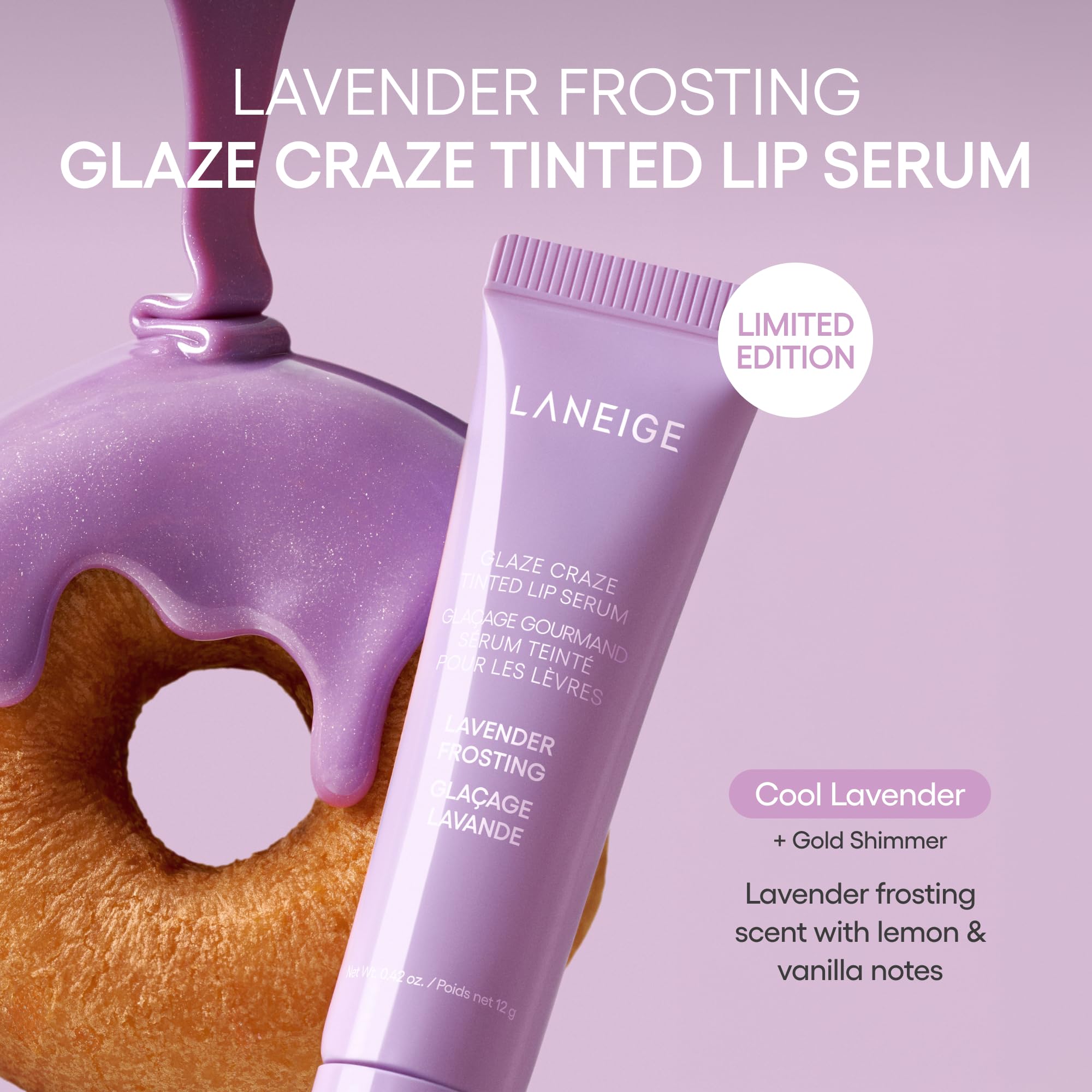 LANEIGE product staged with lavender sprigs illustrating the fragrance inspiration and visual theme