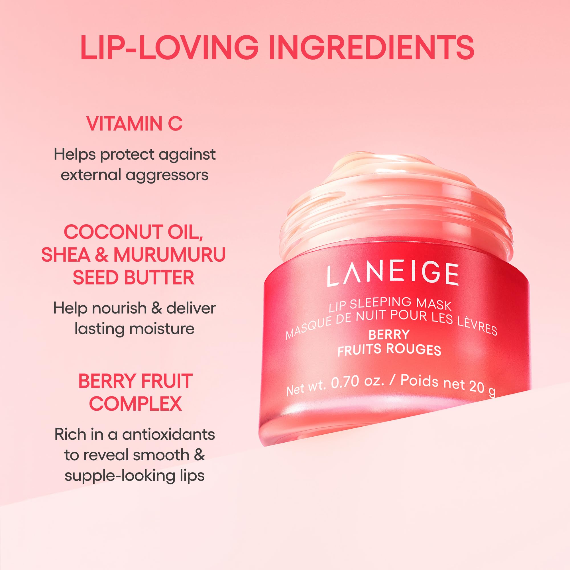 LANEIGE ingredient display of shea and murumuru butters for restorative nourishment