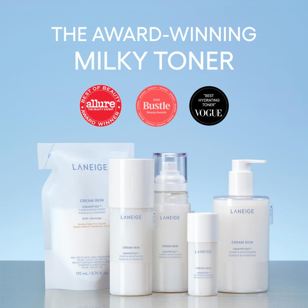 LANEIGE mini mist in a handbag scene showing convenient on-the-go hydration and routine prep