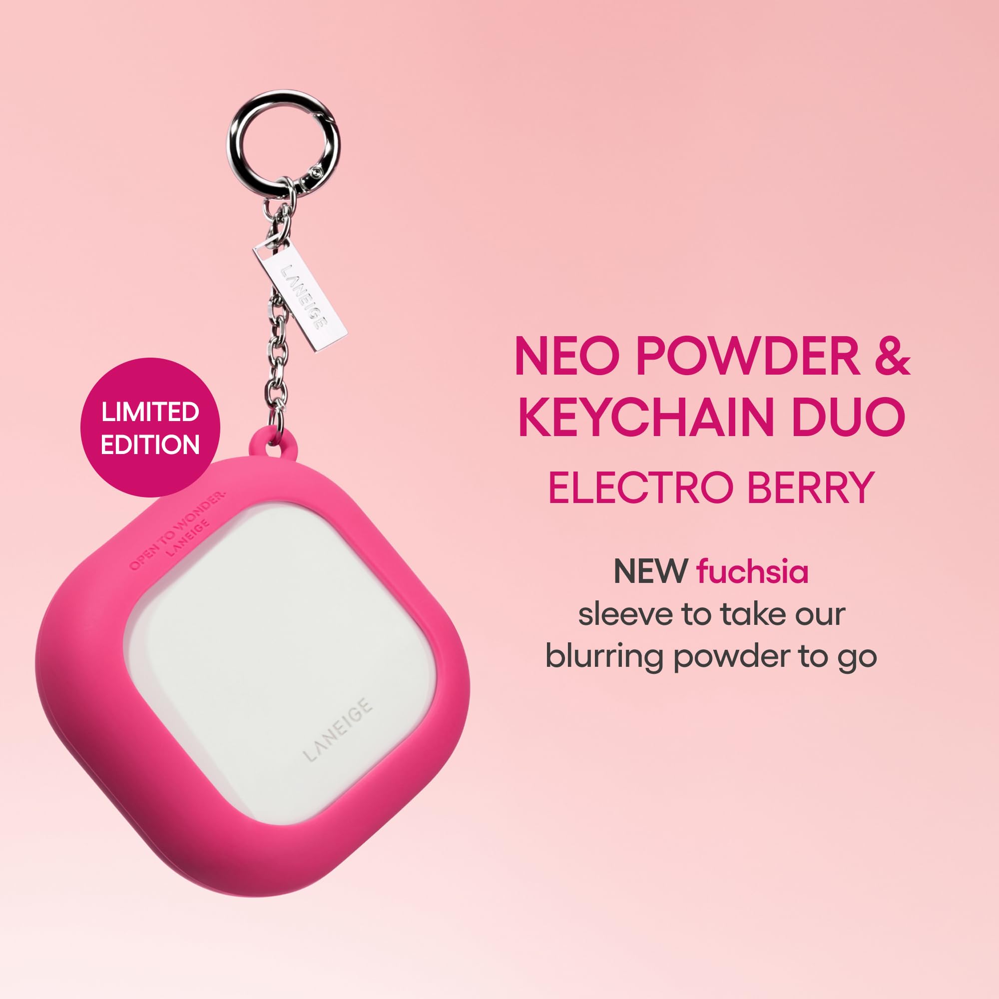 LANEIGE compact open with velvet puff for smooth immediate touch-ups