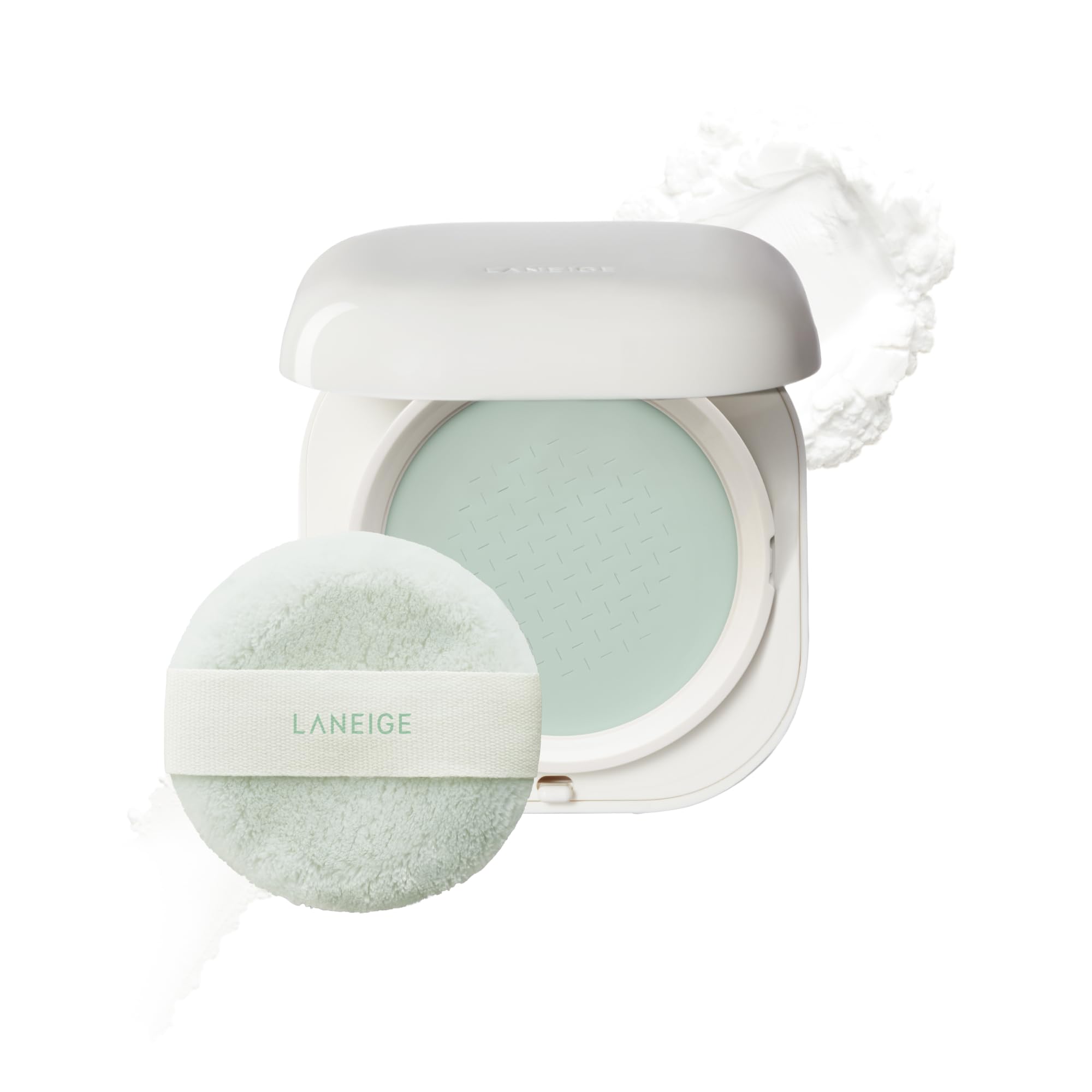 LANEIGE compact front view showing sleek travel-ready design and secure closure